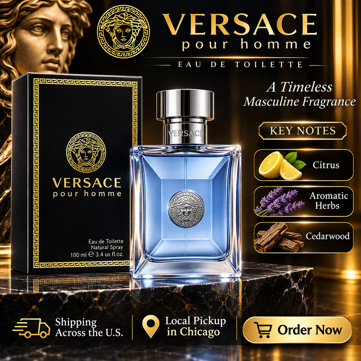 Versace Pour Homme Eau de Toilette for Men – Fresh, Elegant & Masculine Fragrance
