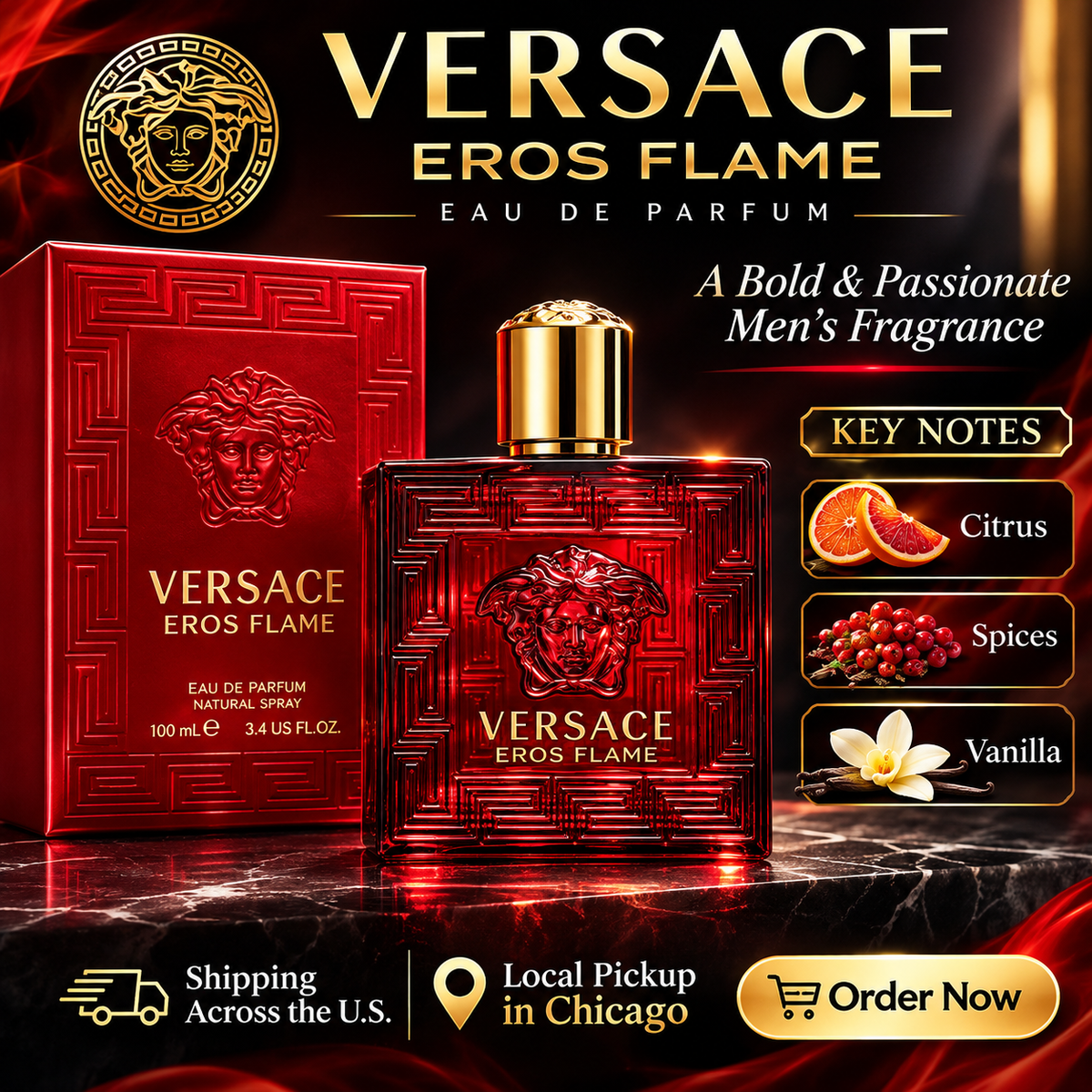 Versace Eros Flame Eau de Parfum for Men – Bold, Passionate & Luxurious Fragrance
