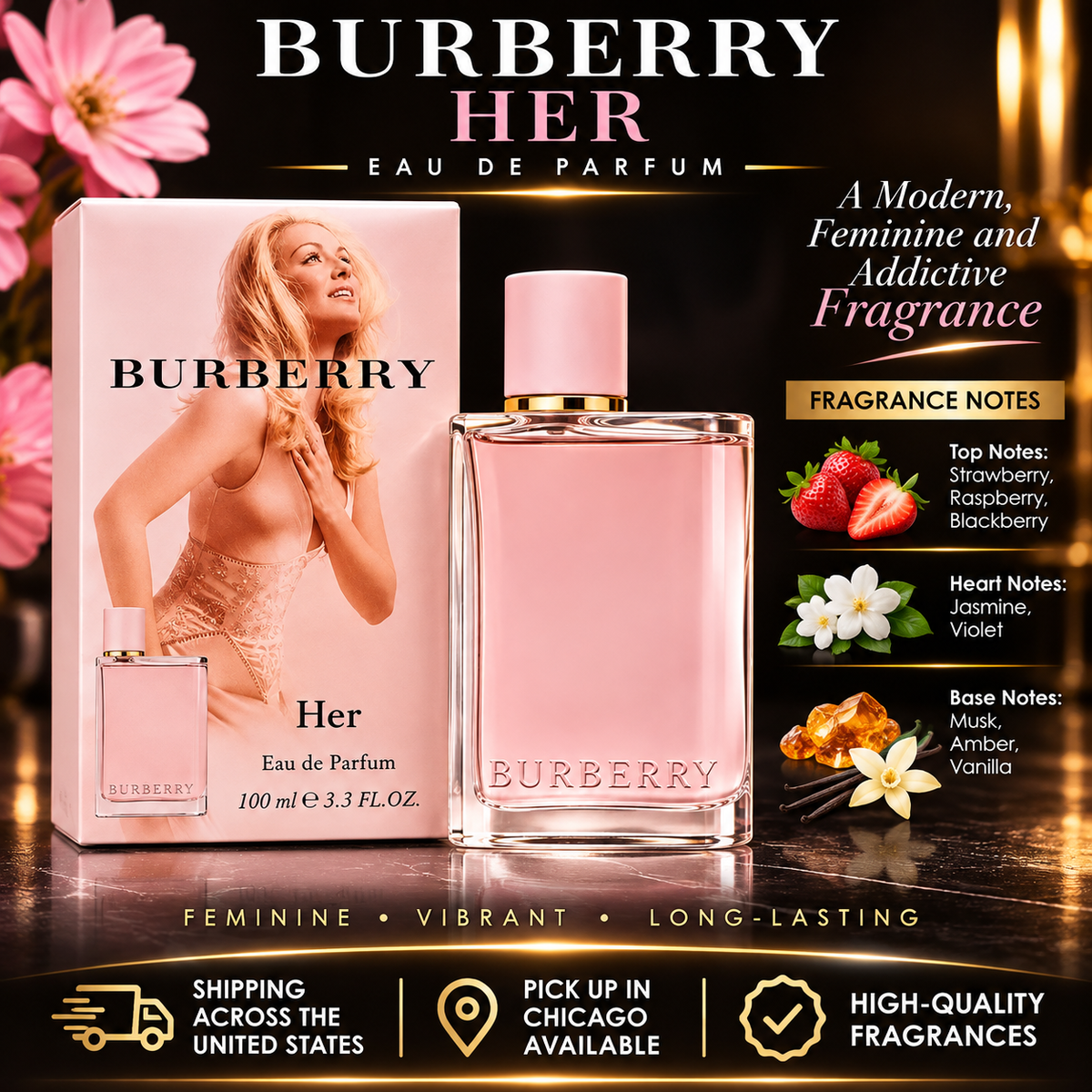 Burberry Her Eau de Parfum for Women – Fruity, Floral & Luxurious Fragrance