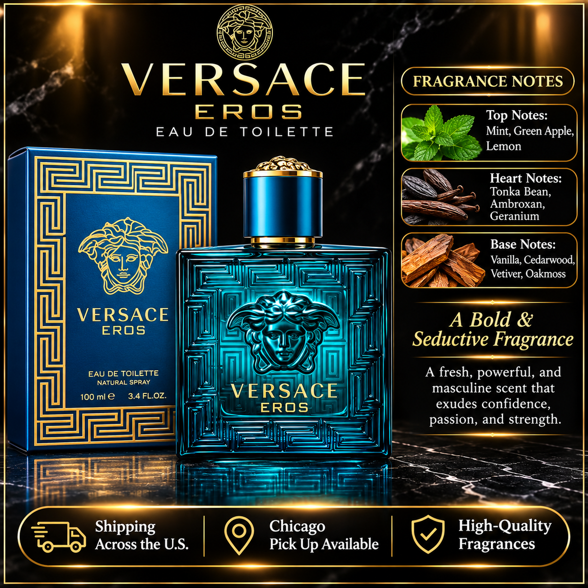 Versace Eros Eau de Toilette for Men – Fresh, Bold & Seductive Fragrance
