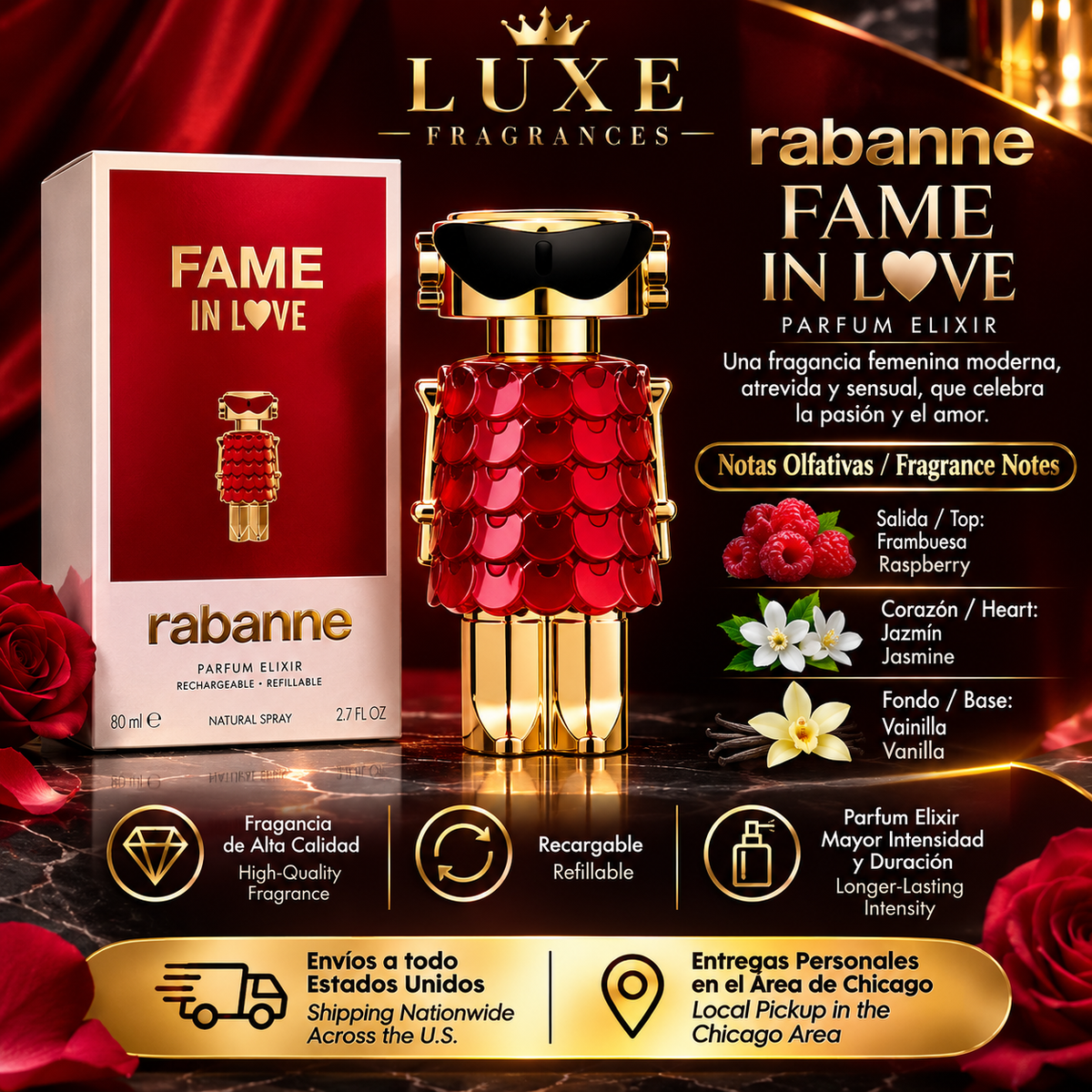 Rabanne Fame In Love Eau de Parfum for Women – Romantic & Luxurious Fragrance