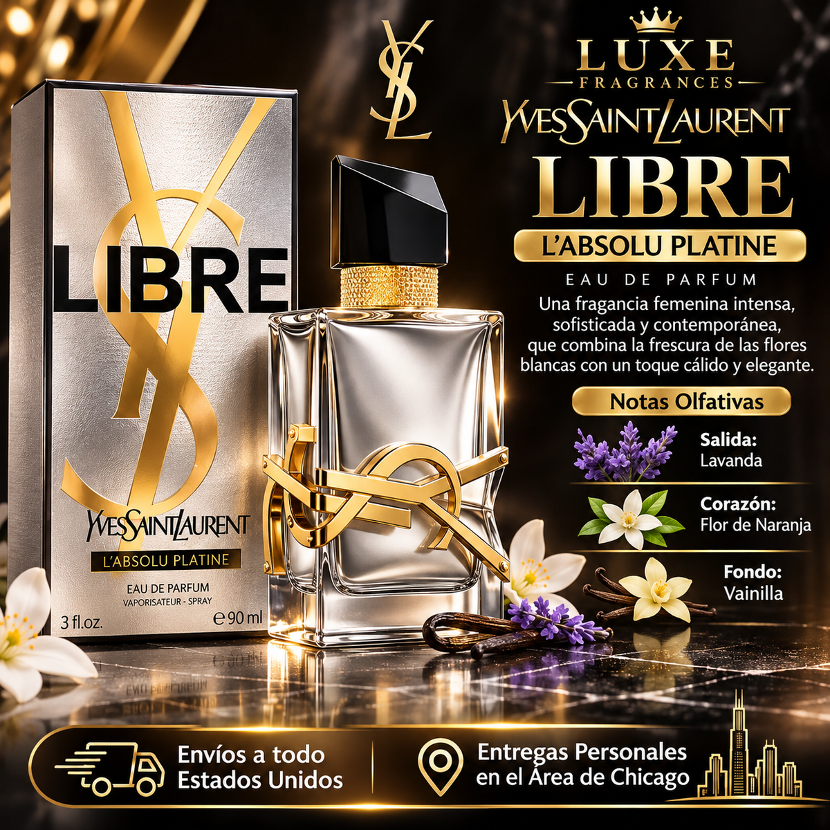 Yves Saint Laurent Libre L'Absolu Platine Eau de Parfum for Women – Luxurious & Elegant Fragrance