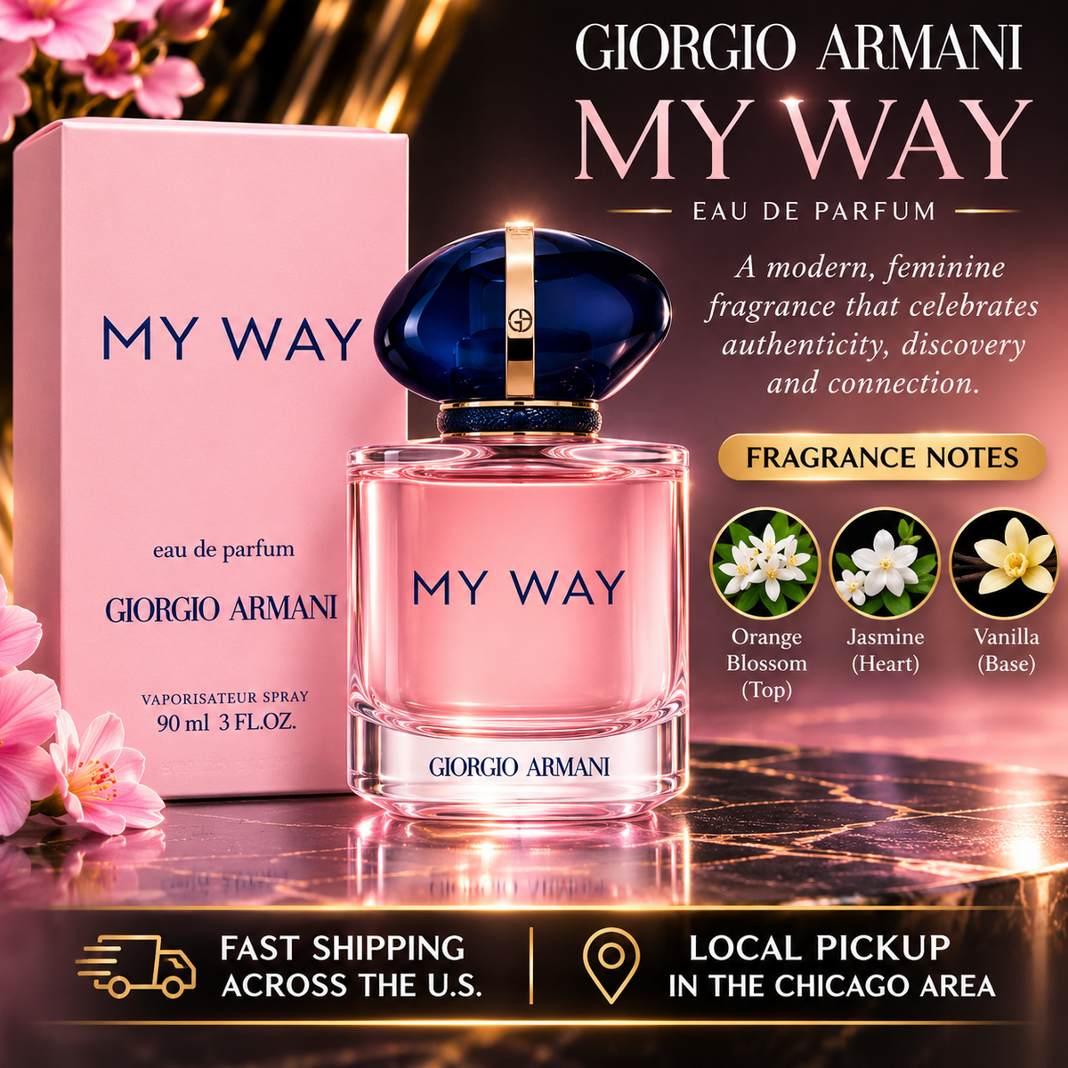 Giorgio Armani My Way Eau de Parfum for Women – Elegant, Floral & Luxurious Fragrance