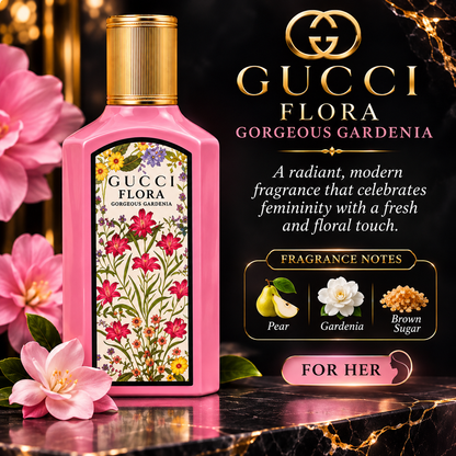 Gucci Flora Gorgeous Gardenia Eau de Parfum for Women – Elegant, Floral & Luxurious Fragrance